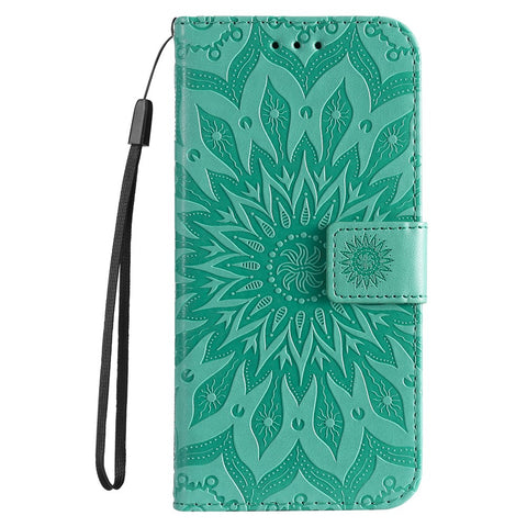For Motorola Edge 20 Phone Case Sunflower Imprinted Leather Wallet Stand Cover with Strap