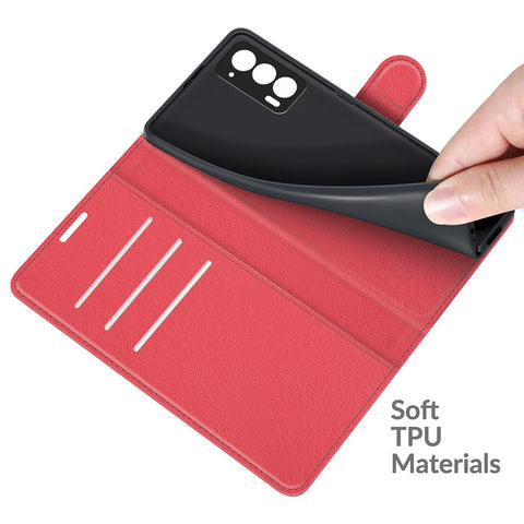 For Motorola Edge (2021) Litchi Skin Phone Case Wallet Stand Design Flip Leather Wallet Phone Cover Shell