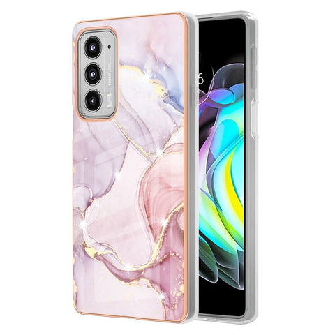 Marble Design Electroplating IMD Soft TPU Shock-Absorption Protective Phone Case for Motorola Edge 20
