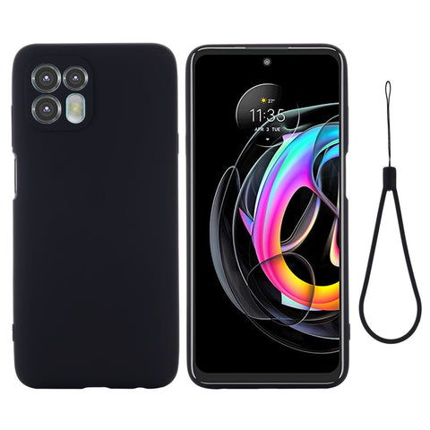 Precise Cutout Soft Liquid Silicone Anti-drop Phone Case Cover with Wrist Strap for Motorola Edge 20 Lite