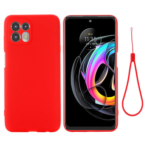 Precise Cutout Soft Liquid Silicone Anti-drop Phone Case Cover with Wrist Strap for Motorola Edge 20 Lite