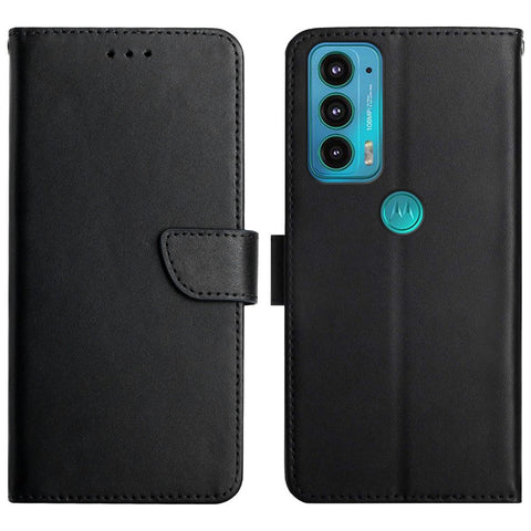 Nappa Texture Genuine Leather Multifunction Wallet Stand Fully Wrapped Protective Phone Case for Motorola Edge 20