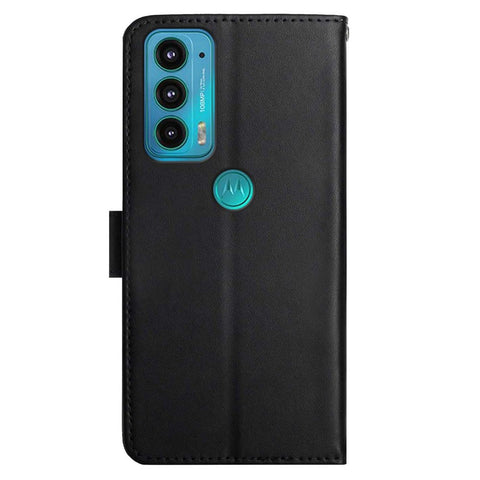 Nappa Texture Genuine Leather Multifunction Wallet Stand Fully Wrapped Protective Phone Case for Motorola Edge 20