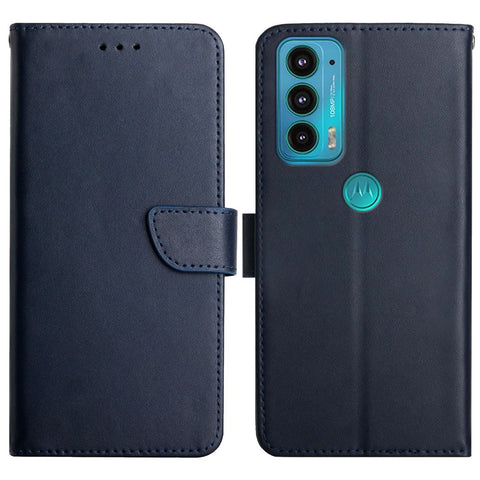 Nappa Texture Genuine Leather Multifunction Wallet Stand Fully Wrapped Protective Phone Case for Motorola Edge 20