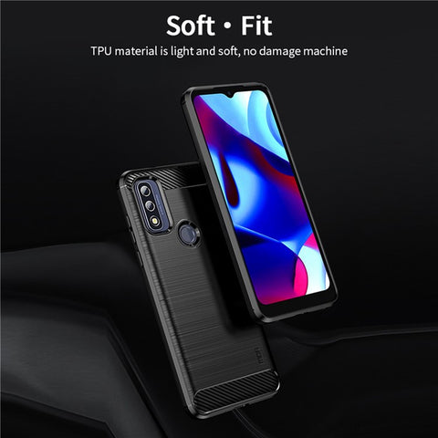 MOFI Anti-fingerprint Brushed Carbon Fiber Design Soft TPU Phone Cover Case for Motorola G Pure
