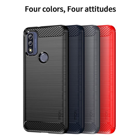 MOFI Anti-fingerprint Brushed Carbon Fiber Design Soft TPU Phone Cover Case for Motorola G Pure