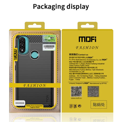 MOFI Brushed Carbon Fiber Design Soft TPU Cover Well-Protected Case for Motorola Moto E20 / E40