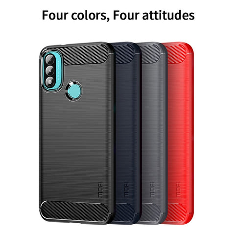 MOFI Brushed Carbon Fiber Design Soft TPU Cover Well-Protected Case for Motorola Moto E20 / E40