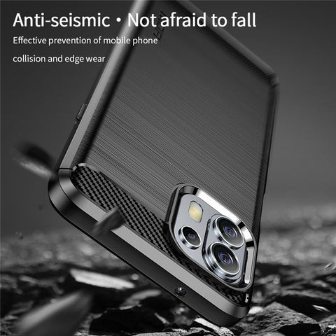MOFI Soft TPU Cover Brushed Carbon Fiber Design Well-Protected Case for Motorola Edge 20 Lite / Edge 20 Fusion