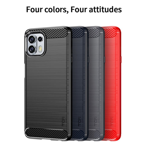 MOFI Soft TPU Cover Brushed Carbon Fiber Design Well-Protected Case for Motorola Edge 20 Lite / Edge 20 Fusion