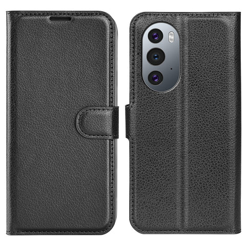 Well-protected Folio Flip Litchi Texture PU Leather Coated TPU Mobile Phone Case Stand Wallet Flip Protective Cellphone Cover for Motorola Edge X30/X30 Pro/Edge 30 Pro/Edge Plus (2022)/Edge+ (2022)