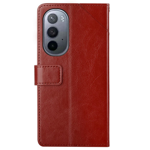 Handy Strap Carrying PU Leather Smartphone Shell Y-shaped Lines Imprinted Magnetic Closure Stand Wallet Case for Motorola Edge X30