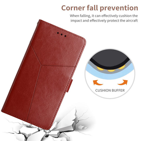 Handy Strap Carrying PU Leather Smartphone Shell Y-shaped Lines Imprinted Magnetic Closure Stand Wallet Case for Motorola Edge X30
