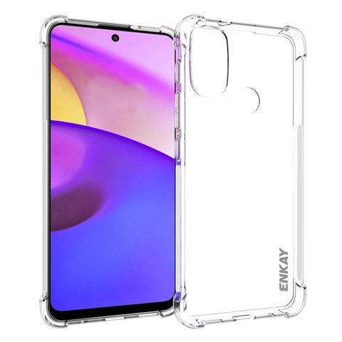 ENKAY HAT PRINCE Drop-resistant Enhanced Four Corner Anti-slip Side Strip Clear TPU Phone Case Cover for Motorola Moto E30/E40