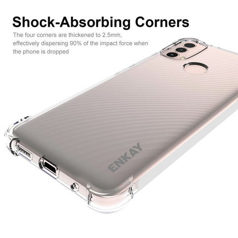 ENKAY HAT PRINCE Drop-resistant Enhanced Four Corner Anti-slip Side Strip Clear TPU Phone Case Cover for Motorola Moto E30/E40
