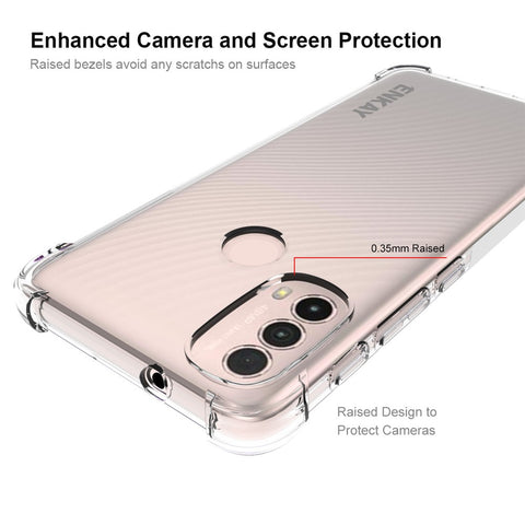 ENKAY HAT PRINCE Drop-resistant Enhanced Four Corner Anti-slip Side Strip Clear TPU Phone Case Cover for Motorola Moto E30/E40