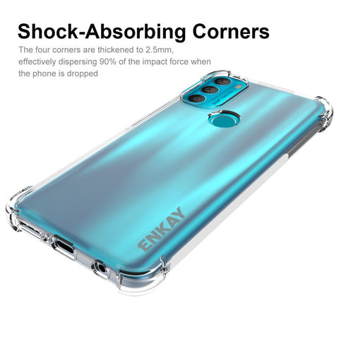 ENKAY HAT PRINCE Crystal Clear Enhanced Four Corner Anti-slip Side Edge TPU Phone Case Cover for Motorola Moto G71 5G