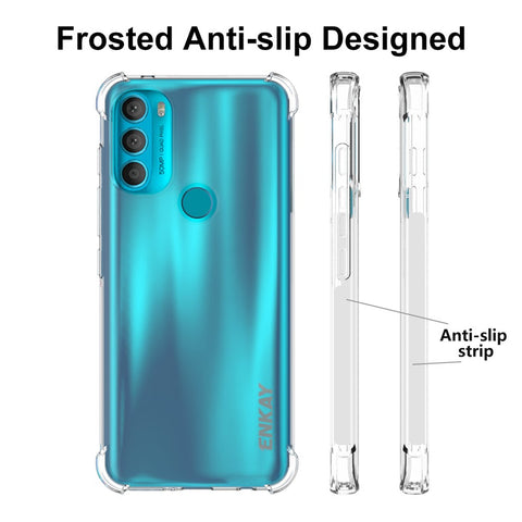 ENKAY HAT PRINCE Crystal Clear Enhanced Four Corner Anti-slip Side Edge TPU Phone Case Cover for Motorola Moto G71 5G
