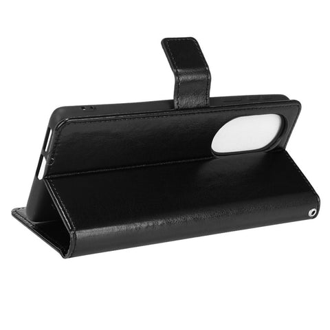 Crazy Horse Texture Foldable Stand PU Leather Wallet Folio Flip Phone Case with Wrist Strap for Motorola Edge X30