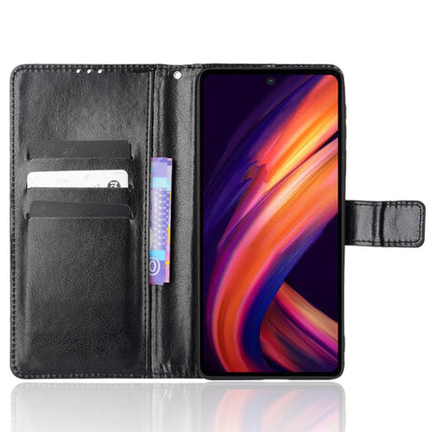 Crazy Horse Texture Foldable Stand PU Leather Wallet Folio Flip Phone Case with Wrist Strap for Motorola Edge X30