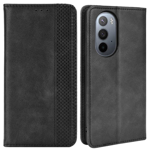 Mosaic Border Pattern Splicing Retro Style Leather Cover + TPU Wallet Stand Phone Case for Motorola Edge X30
