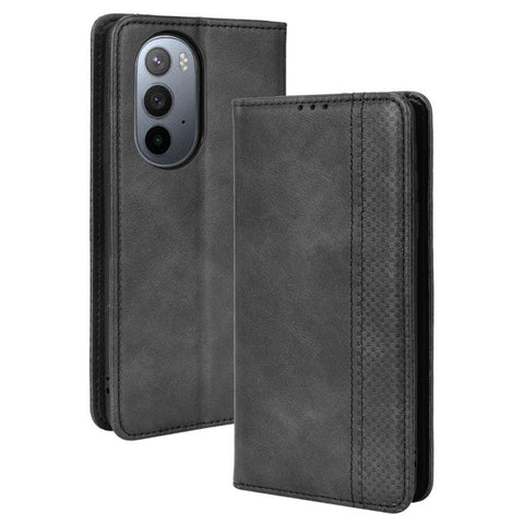 Mosaic Border Pattern Splicing Retro Style Leather Cover + TPU Wallet Stand Phone Case for Motorola Edge X30