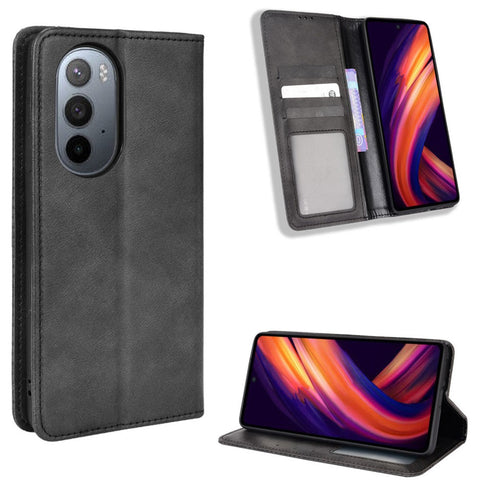 Mosaic Border Pattern Splicing Retro Style Leather Cover + TPU Wallet Stand Phone Case for Motorola Edge X30