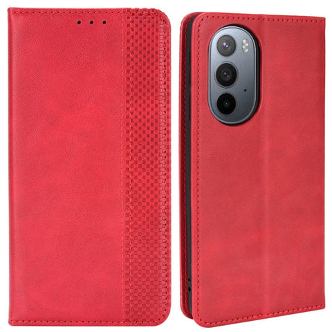 Mosaic Border Pattern Splicing Retro Style Leather Cover + TPU Wallet Stand Phone Case for Motorola Edge X30