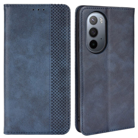 Mosaic Border Pattern Splicing Retro Style Leather Cover + TPU Wallet Stand Phone Case for Motorola Edge X30