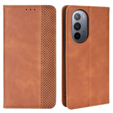 Mosaic Border Pattern Splicing Retro Style Leather Cover + TPU Wallet Stand Phone Case for Motorola Edge X30