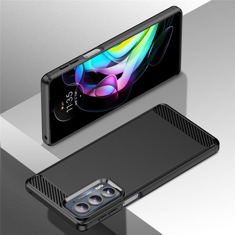 1.8mm Ultra Thin Soft TPU Case Anti-Fall Air Cushion Corners Design Carbon Fiber Texture Phone Cover with Brushed Surface for Motorola Edge 20