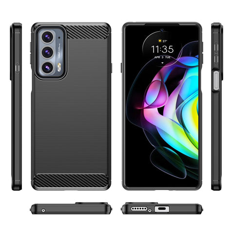 1.8mm Ultra Thin Soft TPU Case Anti-Fall Air Cushion Corners Design Carbon Fiber Texture Phone Cover with Brushed Surface for Motorola Edge 20
