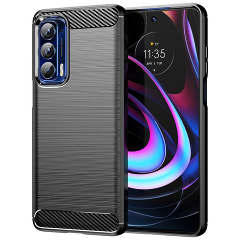 Ultra Thin Flexible TPU Case Carbon Fiber Texture Freely-Twisted Phone Cover with Brushed Surface for Motorola Edge (2021) / Edge 5G UW