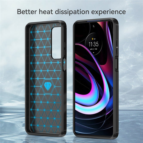 Ultra Thin Flexible TPU Case Carbon Fiber Texture Freely-Twisted Phone Cover with Brushed Surface for Motorola Edge (2021) / Edge 5G UW