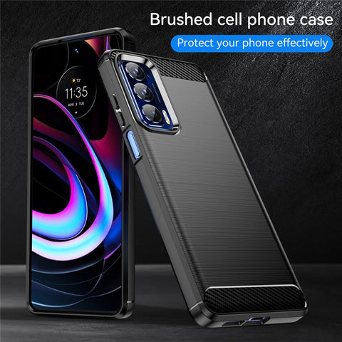 Ultra Thin Flexible TPU Case Carbon Fiber Texture Freely-Twisted Phone Cover with Brushed Surface for Motorola Edge (2021) / Edge 5G UW