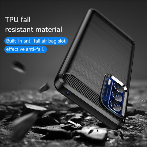 Ultra Thin Flexible TPU Case Carbon Fiber Texture Freely-Twisted Phone Cover with Brushed Surface for Motorola Edge (2021) / Edge 5G UW
