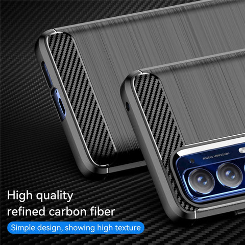 Ultra Thin Flexible TPU Case Carbon Fiber Texture Freely-Twisted Phone Cover with Brushed Surface for Motorola Edge (2021) / Edge 5G UW