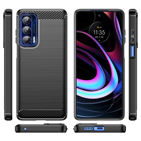 Ultra Thin Flexible TPU Case Carbon Fiber Texture Freely-Twisted Phone Cover with Brushed Surface for Motorola Edge (2021) / Edge 5G UW