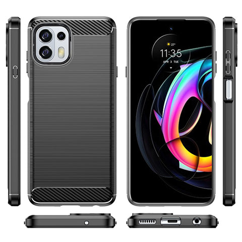 1.8mm Flexible Carbon Fiber Texture TPU Case Phone Cover Brushed Surface Anti-Drop Air Cushion for Motorola Edge 20 Lite/Edge 20 Fusion