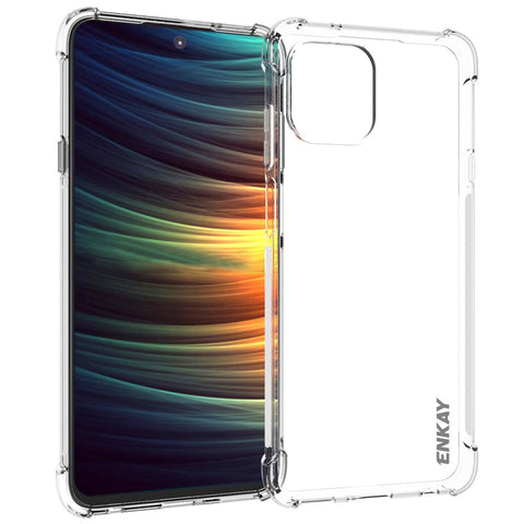 ENKAY HAT PRINCE Side Anti-slip Strip Reinforced Corners Shock Absorption Transparent TPU Phone Case Shell for Motorola Edge 20 Lite