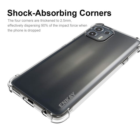 ENKAY HAT PRINCE Side Anti-slip Strip Reinforced Corners Shock Absorption Transparent TPU Phone Case Shell for Motorola Edge 20 Lite