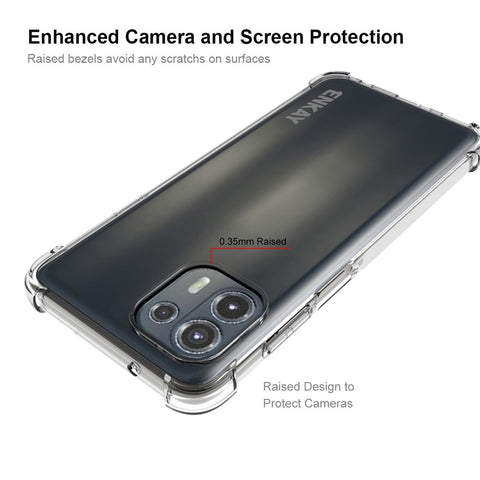 ENKAY HAT PRINCE Side Anti-slip Strip Reinforced Corners Shock Absorption Transparent TPU Phone Case Shell for Motorola Edge 20 Lite