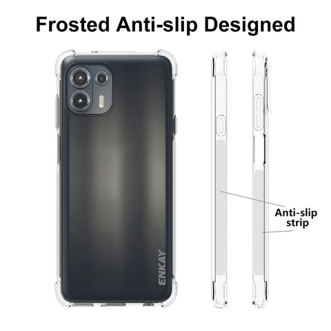 ENKAY HAT PRINCE Side Anti-slip Strip Reinforced Corners Shock Absorption Transparent TPU Phone Case Shell for Motorola Edge 20 Lite