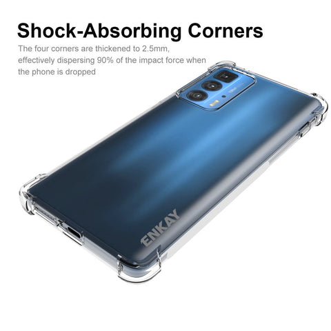 ENKAY HAT PRINCE Anti-slip Strip Edge Crystal Clear TPU Phone Case with Shockproof Thickened Corners for Motorola Edge 20 Pro