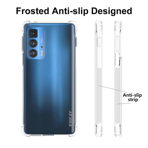 ENKAY HAT PRINCE Anti-slip Strip Edge Crystal Clear TPU Phone Case with Shockproof Thickened Corners for Motorola Edge 20 Pro