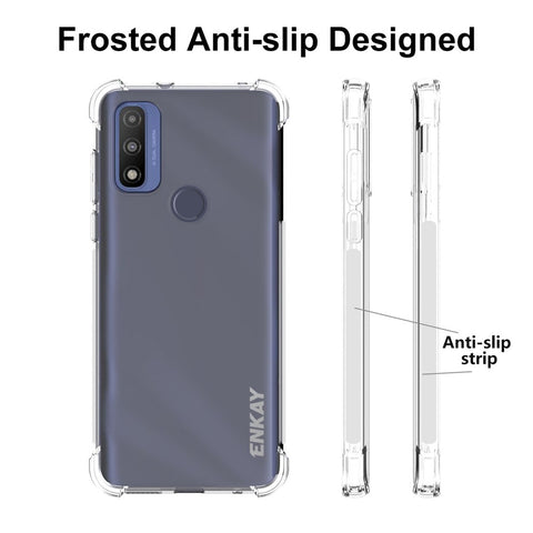 ENKAY HAT PRINCE Crystal Clear TPU Phone Case Thickened Corner Protective Cover with Anti-slip Strip Edge for Motorola G Pure