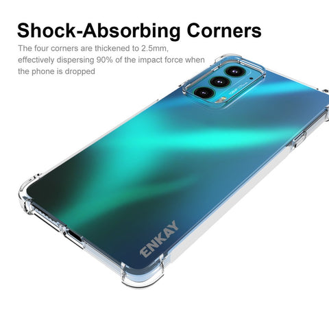 ENKAY HAT PRINCE Enhanced Corner Shockproof Crystal Clear TPU Phone Case Cover with Anti-slip Strip Frame for Motorola Edge 20