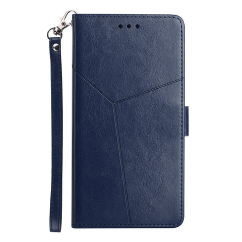 PU Leather Anti-fingerprint Y-shaped Lines Imprinting Soft TPU Inner Shell Phone Cover with Wallet Stand Feature for Motorola Edge X30