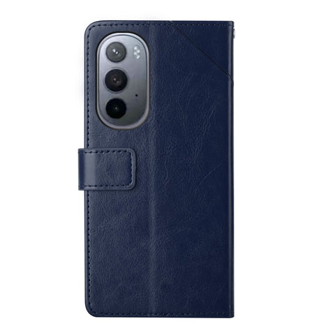 PU Leather Anti-fingerprint Y-shaped Lines Imprinting Soft TPU Inner Shell Phone Cover with Wallet Stand Feature for Motorola Edge X30