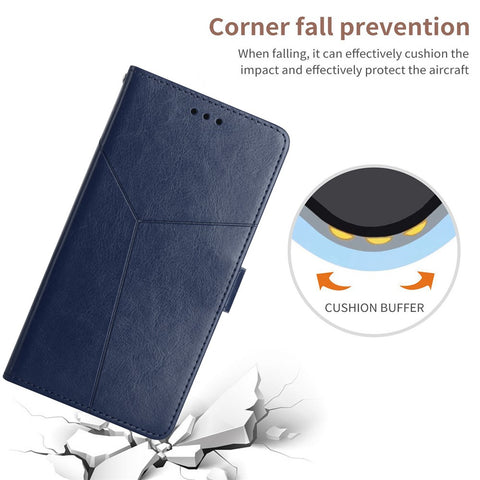 PU Leather Anti-fingerprint Y-shaped Lines Imprinting Soft TPU Inner Shell Phone Cover with Wallet Stand Feature for Motorola Edge X30